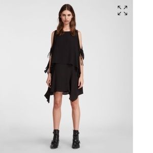 All Saints Ella Tiered Cold Shoulder Tiered Dress